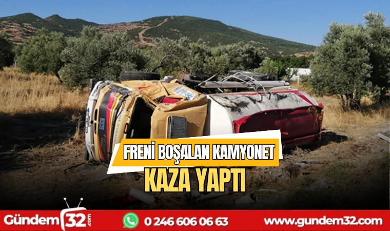 Freni boşalan kamyonet kaza yaptı