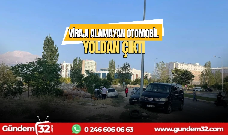 Virajı alamayan otomobil yoldan çıktı