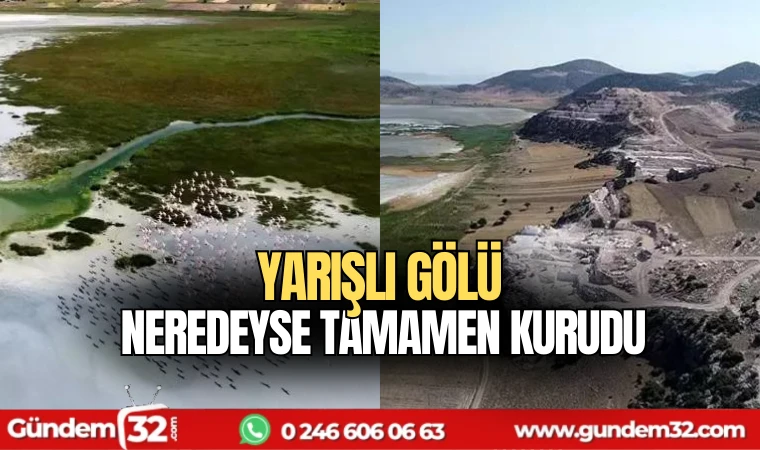 Yarışlı Gölü neredeyse tamamen kurudu