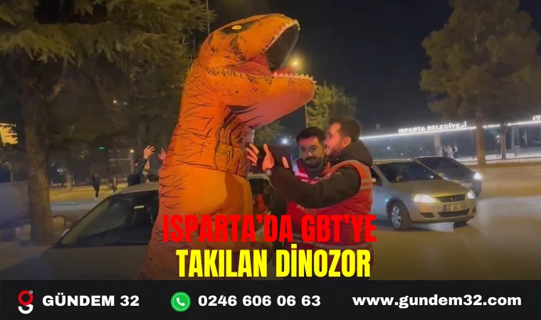 Isparta’da GBT’ye takılan dinozor